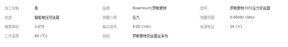 羅斯蒙特3051gp壓力變送器詳細信息